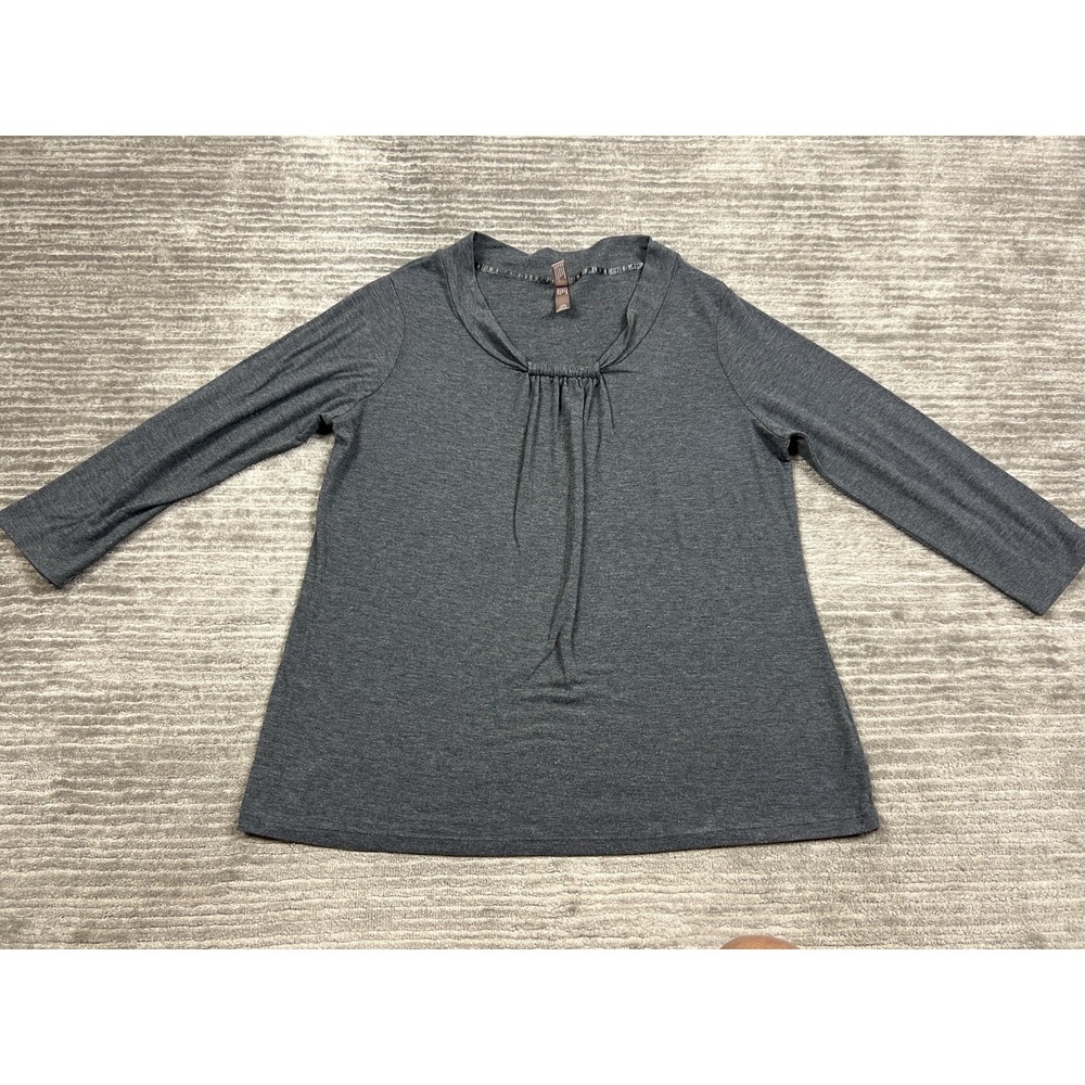 White Stag Top Womens Large Gray Polyester Blend 3/4 Sleeve Casual